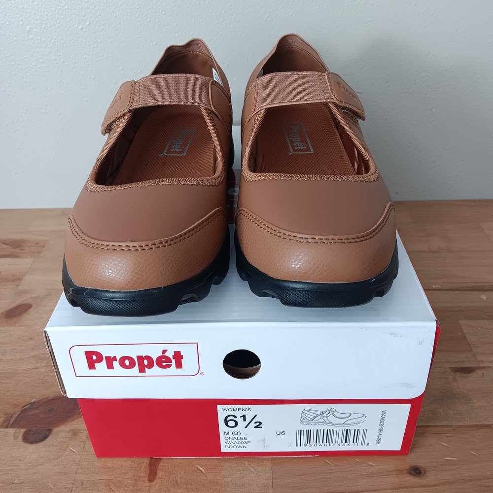 Propet Onalee Mary Jane Sneakers Womens 6.5 Brown NWB Faux Leather Hook Loop - Picture 2 of 8